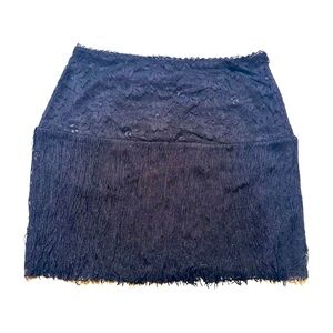*NWT* KOAN Black Lace Mini Skirt with Fringe Women's Size IT 44/US 8